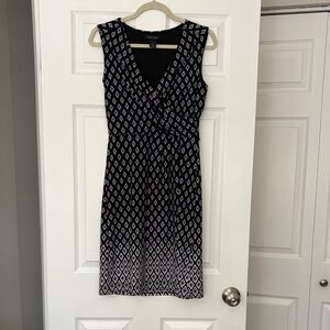 White House Black Market Black and White Geometric Midi Dress